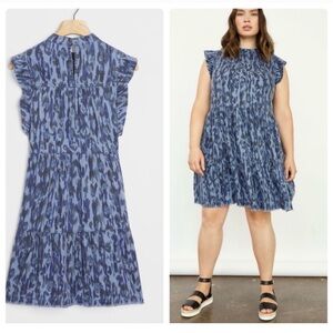 Anthropologie Jenee Tiered Dress Washed Blue, 2X